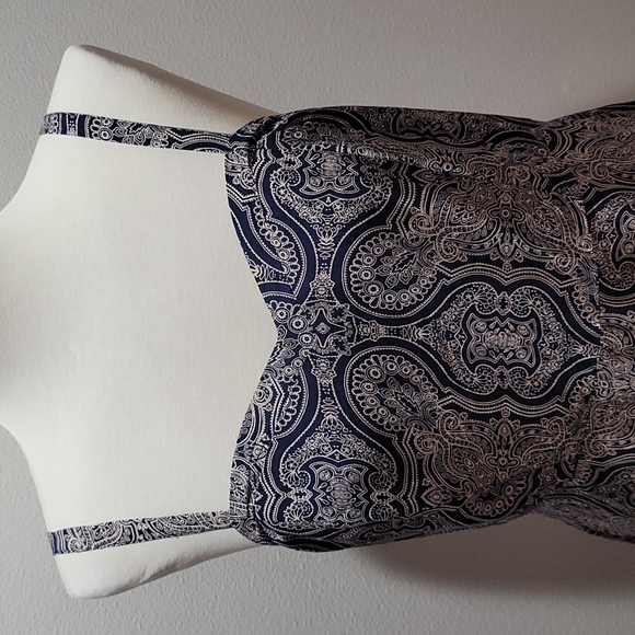 TORRID M/L PAISLEY MIDI CHALLIS TANK DRESS BLUE BANDANA PRINT MINIMALIST SIZE 00 - Picture 3 of 11